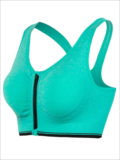 Womens Zip Up Sports Bra - Mint / S - Womens Sports Bra