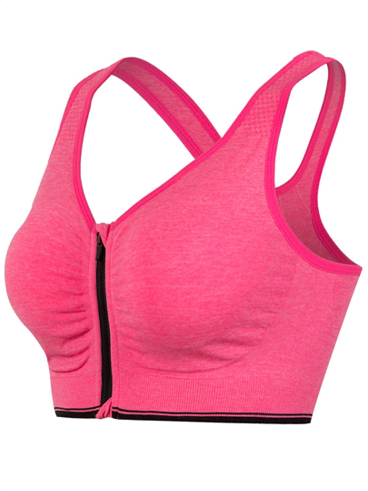 Womens Zip Up Sports Bra - Pink / S - Womens Sports Bra