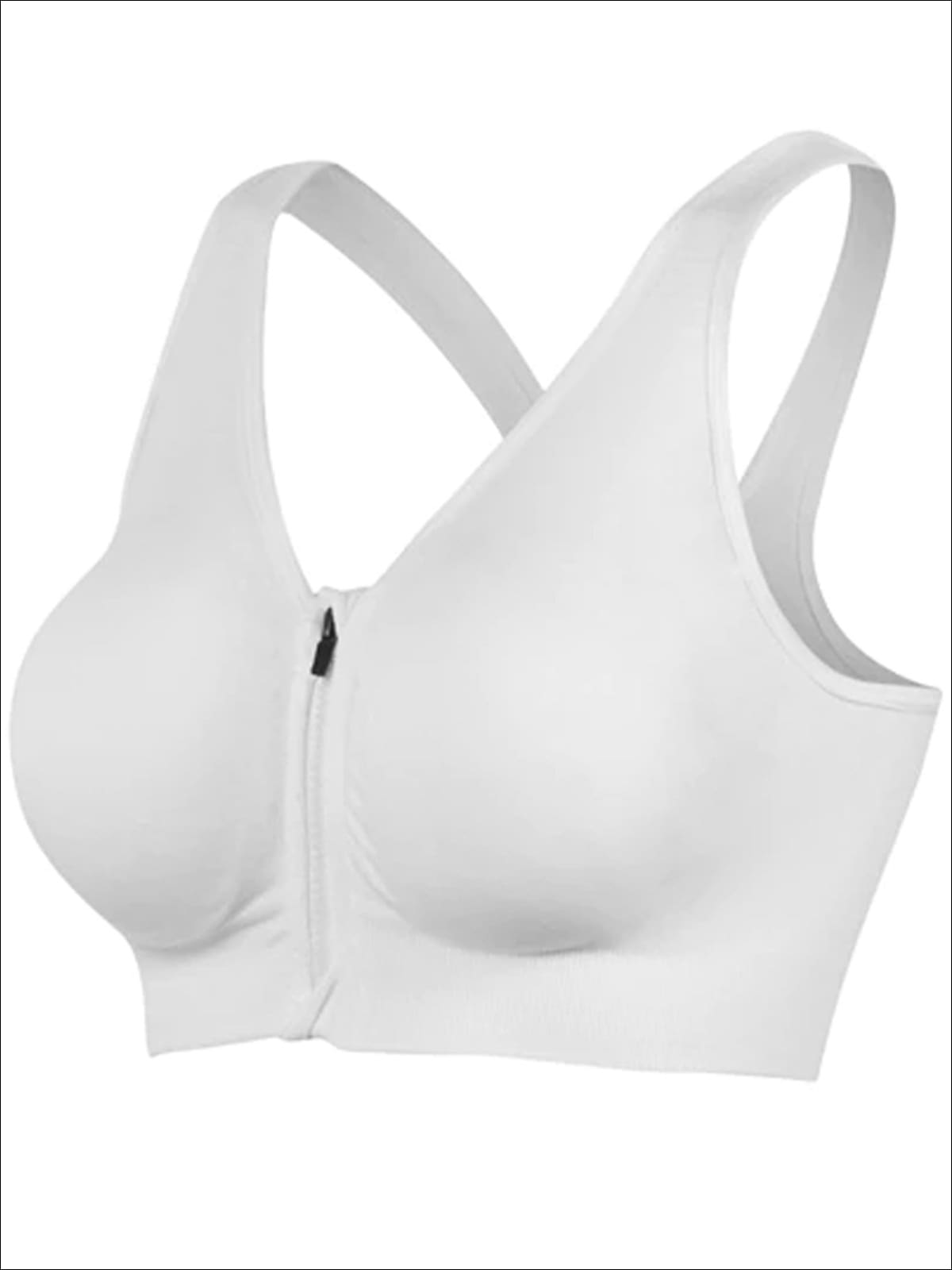 Womens Zip Up Sports Bra - White / S - Womens Sports Bra